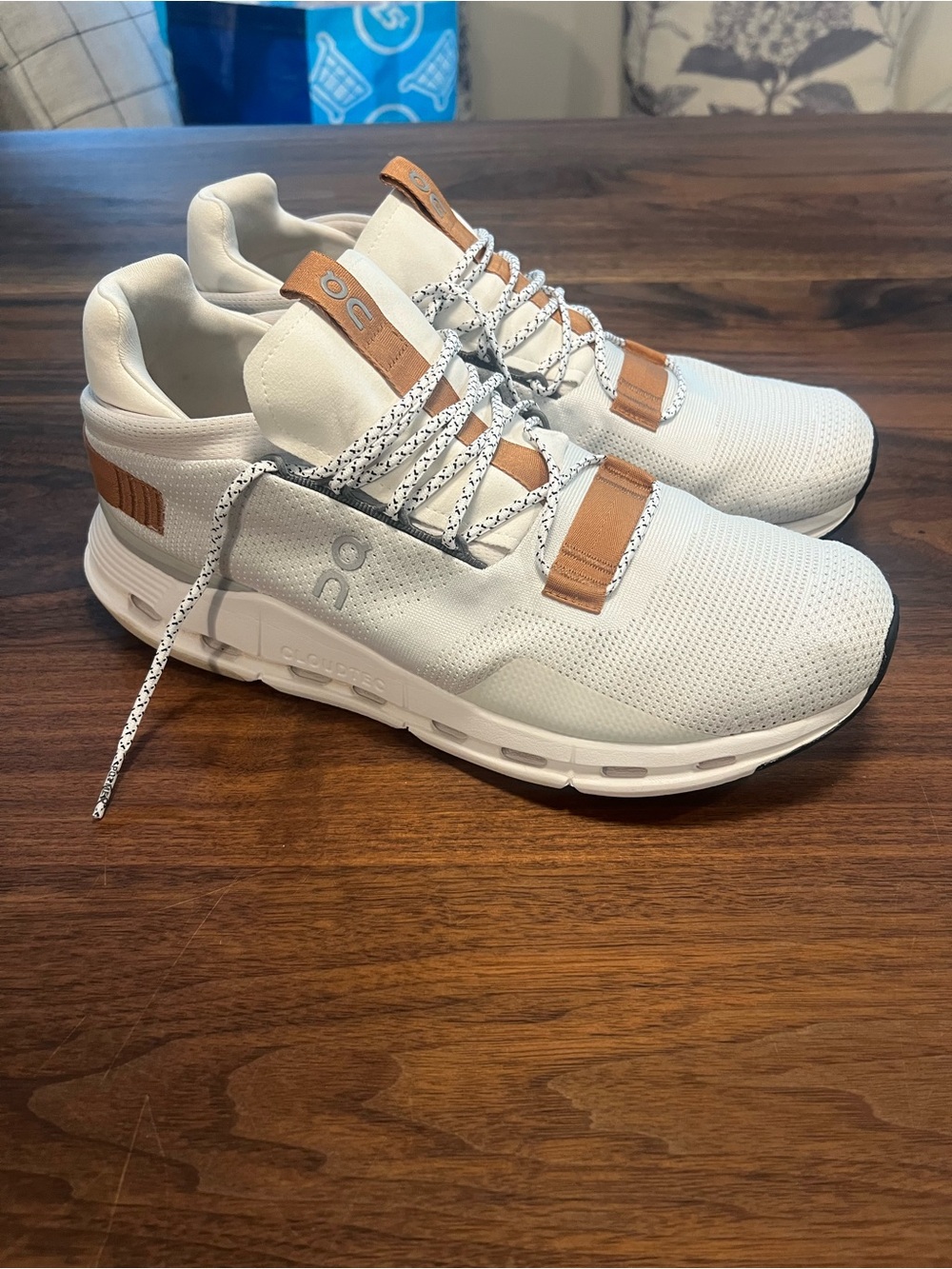 On Running Men's Sneakers in White with Tan Accents
